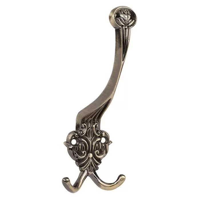 Walteco Garderobenhaken Halen I - L x B x H: 155 x 58 x 64 mm, Anzahl Haken: 3 Stk., Brüniert - Verzierter Garderobenhaken aus antikem Messing mit dekorativem Oberteil und zwei unteren Haken zum Aufhängen.