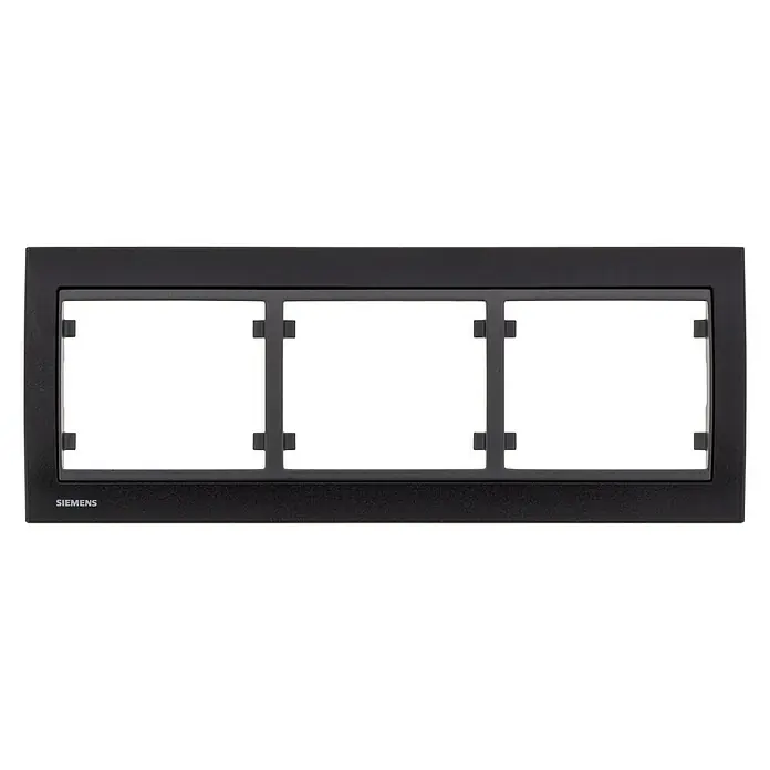 Siemens Delta Iris Marco - Negro, Modelo de mecanismos: x 3, Aluminio, Colocar - Marco triple negro Siemens para interruptores y enchufes, para cubrir con estilo las instalaciones eléctricas interiores.