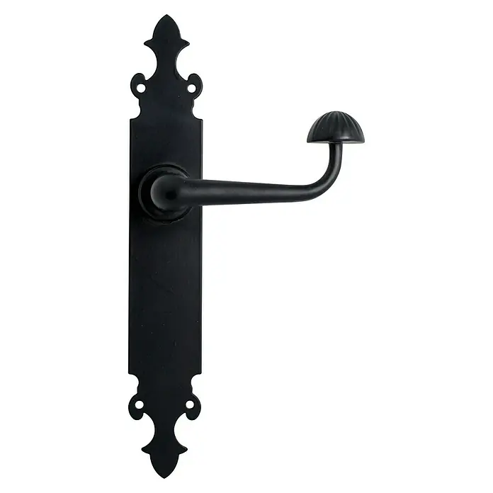 Micel Conjunto de picaporte 82 - Negro - Elegante manija de puerta negra mate con un diseño único. Ideal para realzar el interior de tu hogar con un toque de elegancia.