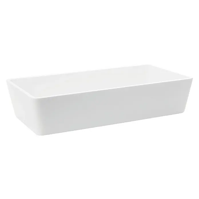 Cipì Lavabo de sobremesa Slash - 62,5 x 32,5 cm, Sin desbordamiento, Blanco - Caja de almacenamiento rectangular blanca, para guardar diversos objetos. Un recipiente práctico para cualquier habitación.