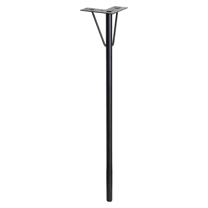 Wagner System Möbelfuß HAIRPIN SA 8471 - L x B x H: 120 x 120 x 710 mm, Stahl - Schwarzes Metall-Tischbein mit quadratischer Montageplatte und zwei diagonalen Stützstangen.