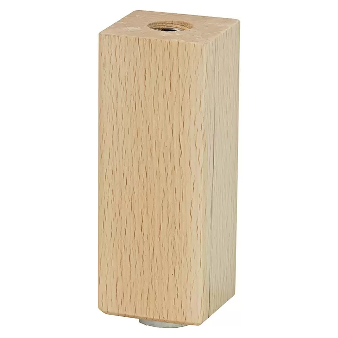 Wagner System Möbelfuß Classic ST 7810 - L x B x H: 60 x 60 x 110 mm, Holz - Heller Holzmöbelfuß, quadratisch, mit Metalleinsatzgewinde.