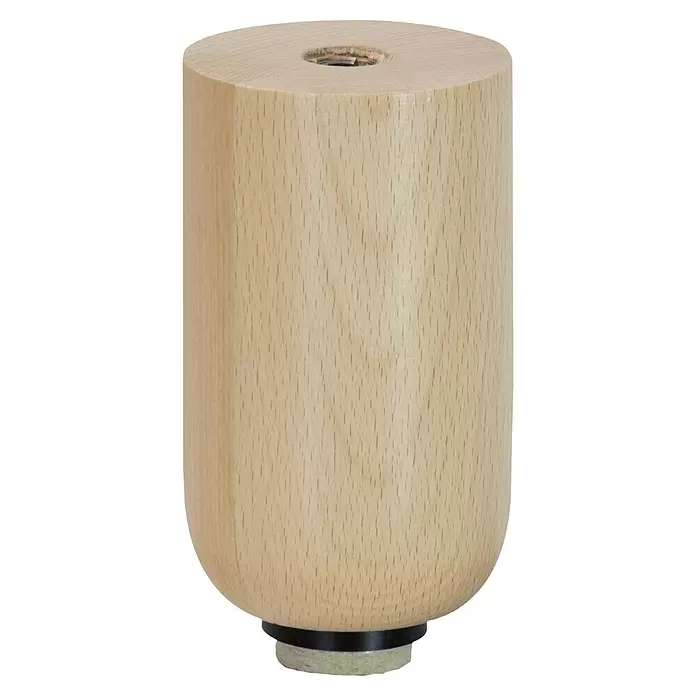 Wagner System Möbelfuß - Ø x H: 60 x 100 mm, Holz - Möbelfuß aus hellem Naturholz mit Metalleinsatz oben und Filzgleiter unten.