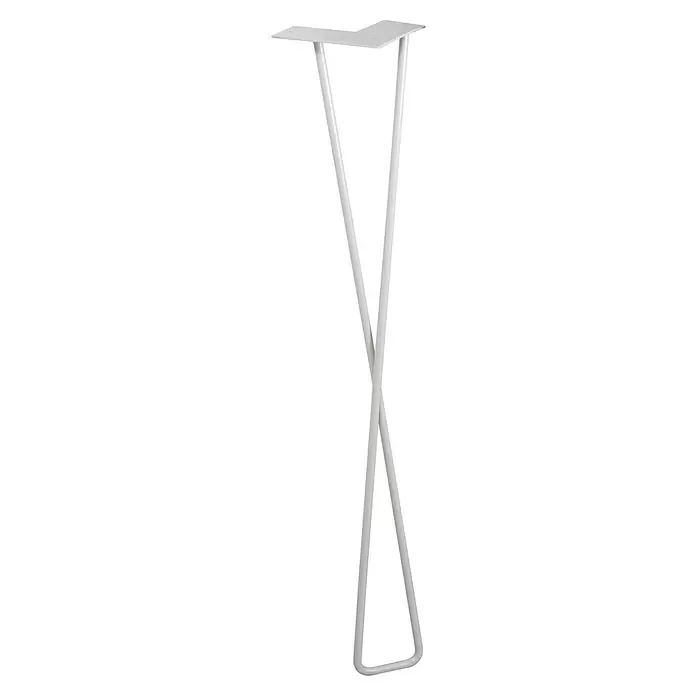 Wagner System Möbelfuß Hairpin Twist - Höhe: 710 mm, Stahl, Hellgrau - Weißer hoher Stand mit rechteckiger Platte und gekreuzten, schlanken Beinen.