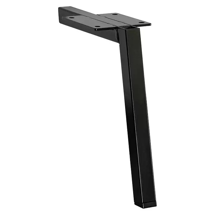 Wagner System Möbelfuß - L x B x H: 20 x 20 x 200 mm, Stahl - Schwarzes Metall-Tischbein mit quadratischem Profil und flacher Montageplatte.