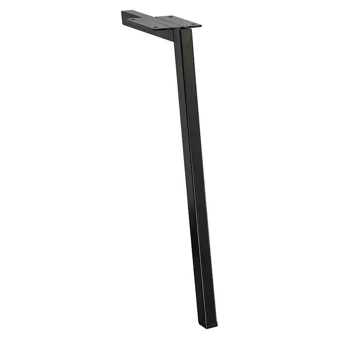 Wagner System Möbelfuß - L x B x H: 20 x 20 x 400 mm, Stahl - Schwarzes Metall-Möbelbein mit abgewinkelter Montageplatte.