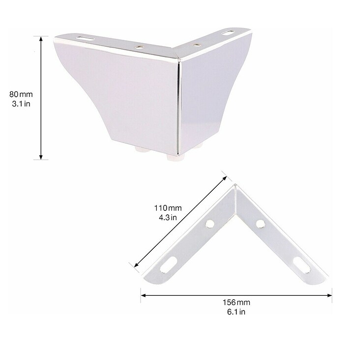 Wagner System Noga za pohištvo  (Do x Š x V: 110 x 110 x 76 mm, Jeklo, Krom) | 1153 - Möbelfüße Metall | AAEB - Möbelbeschläge | AAE - Beschläge | AA - Eisenwaren | A - Eisenwaren | BAUHAUS