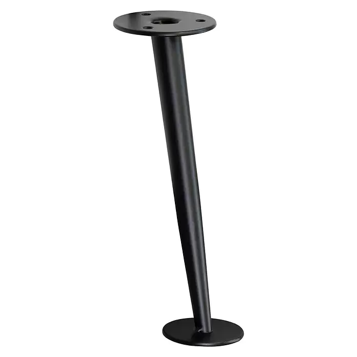 Wagner System Möbelfuß - Ø x H: 65 x 200 mm, Stahl - Schwarzes, konisches Metallmöbelbein mit runden Montageplatten.
