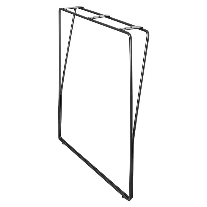Wagner System Möbelfuß - L x B x H: 600 x 90 x 710 mm, Stahl - Schwarzes Metall-Hairpin-Tischgestell mit Montageplatten oben.