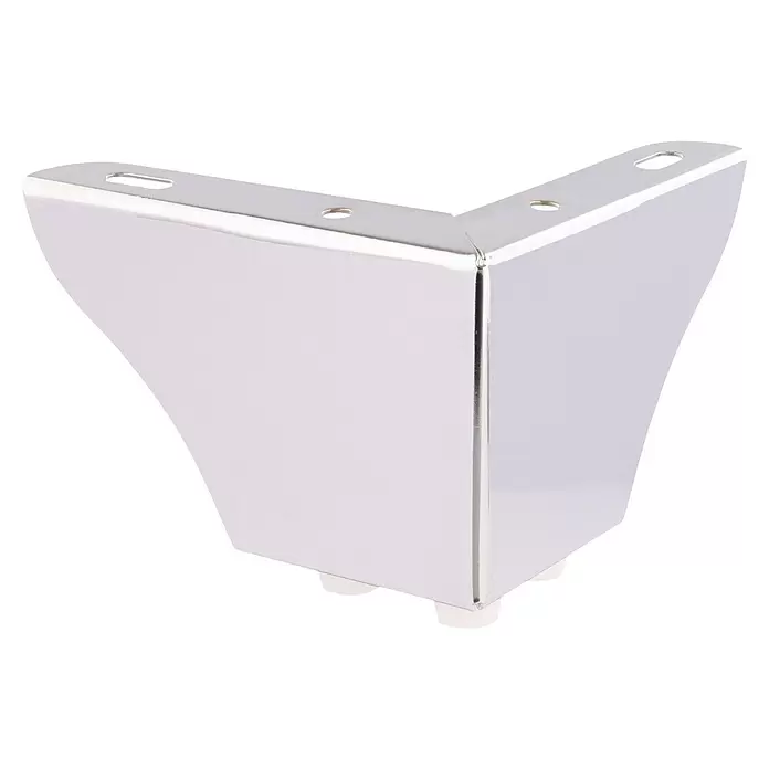 Wagner System Möbelfuß - L x B x H: 110 x 110 x 76 mm, Stahl, Chromfarben - Glänzendes, verchromtes, abgewinkeltes Möbelbein mit Befestigungslöchern.