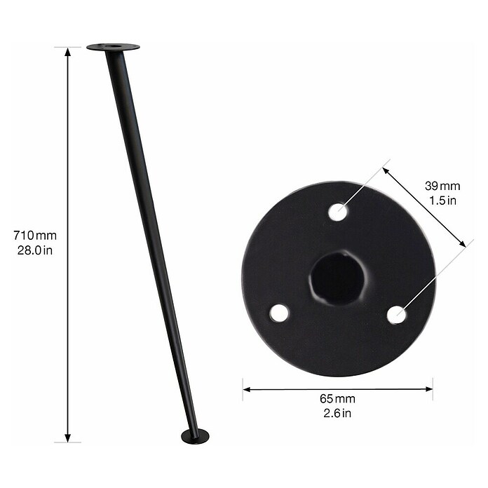 Wagner System Noga za pohištvo  (Ø x V: 95 cm x 710 mm, Jeklo) | 1153 - Möbelfüße Metall | AAEB - Möbelbeschläge | AAE - Beschläge | AA - Eisenwaren | A - Eisenwaren | BAUHAUS