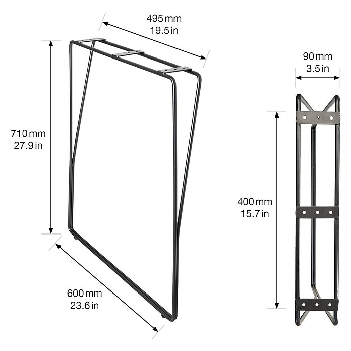 Wagner System Noga za pohištvo  (Do x Š x V: 600 x 90 x 710 mm, Jeklo) | 1153 - Möbelfüße Metall | AAEB - Möbelbeschläge | AAE - Beschläge | AA - Eisenwaren | A - Eisenwaren | BAUHAUS