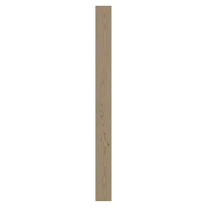 Living by Haro Parkett - Tanne pastell grau, Landhausdiele, 2.200 x 180 x 13,5 mm - Nahaufnahme einer Holzdiele mit einer markanten Maserung und natürlichen Astlöchern, die dem Holz einen rustikalen Charakter verleihen.