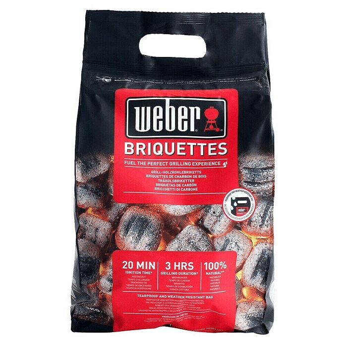 Weber Barbacoa redonda con tapa Compact Kettle 47 + Briquetas (Diámetro de la superficie de la parrilla: 47 cm, Negro/Plateado) | BAUHAUS