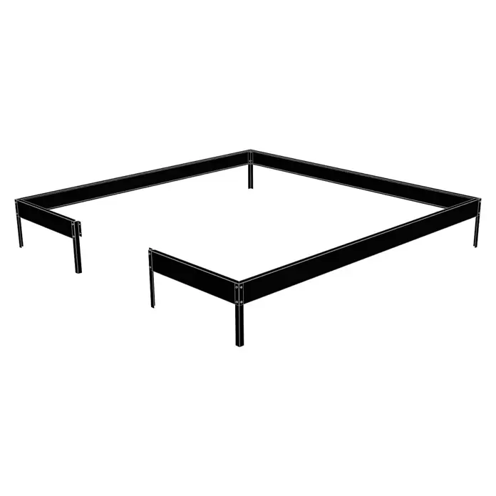 Juliana Gewächshaus Compact - Außenmaß inkl. Dachüberstand (B x T): 224 x 224 cm, Material Seitenwand: Glas, 3 mm, Schwarz - Schwarzes Metallbettgestell mit Stützfüßen.