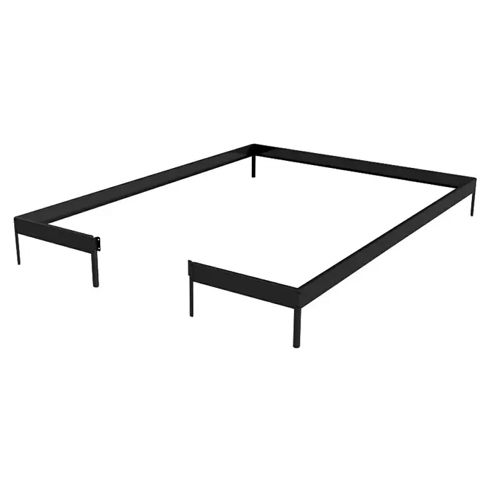 Juliana Gewächshaus Compact - Außenmaß inkl. Dachüberstand (B x T): 224 x 296 cm, Material Seitenwand: Glas, 3 mm, Schwarz - Schwarzmetall-Bettrahmen mit Stützbeinen, teilweise montiert.