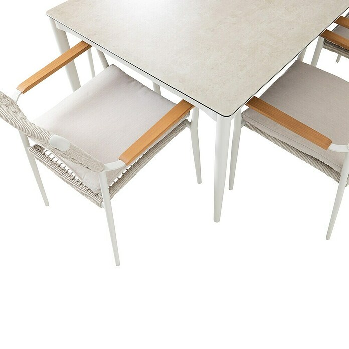 Kactus republic Conjunto de muebles Morea (7 pzs., Aluminio/Cuerda, Perla) | BAUHAUS