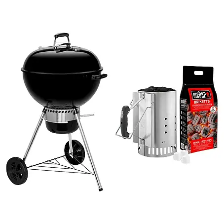 Weber  Barbacoa redonda con tapa Original Kettle E-5730 + Chimenea de encendido Rapidfire