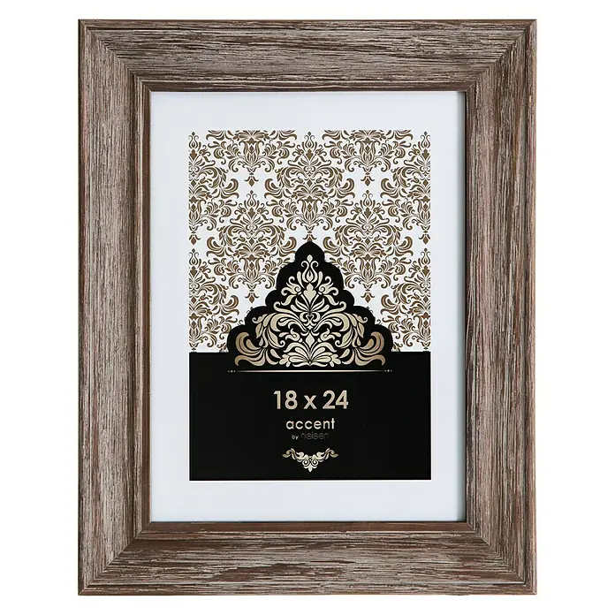 Accent Holzrahmen Vintage - 18 x 24 cm, Braun - Holzfotorahmen mit Passepartout für Fotos im Format 18x24 cm, ideal für Wohnzimmer, Schlafzimmer oder Büro.