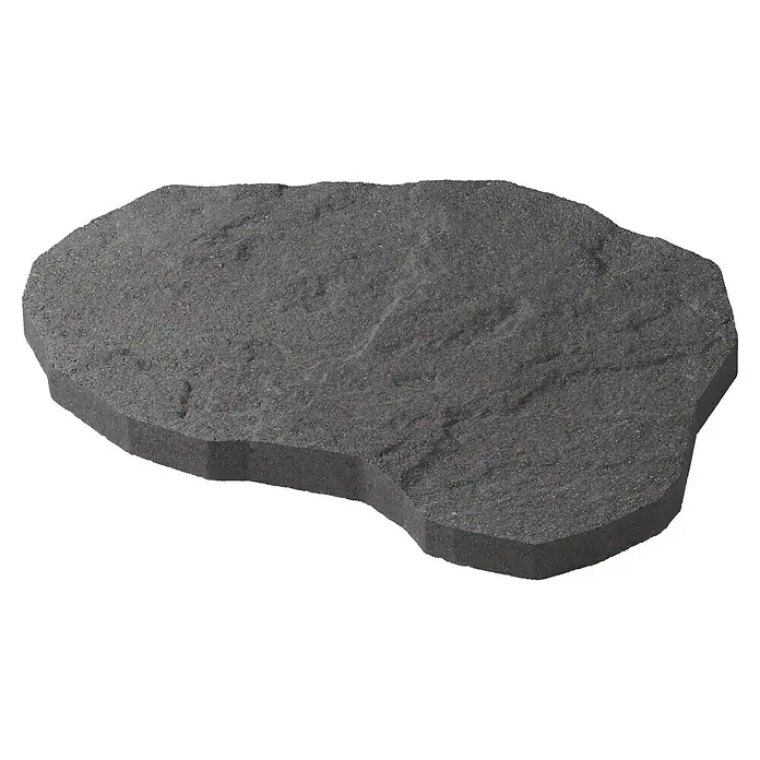 Trittstein Send - 36 x 48 x 3,5 cm, Anthrazit, Beton - Grauer Trittstein aus Beton für den Gartenweg. Die Oberfläche des Steins ist rau und unregelmäßig geformt.