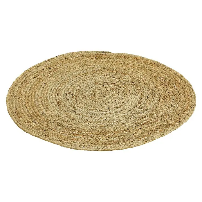 Juteteppich Mala - Natur, Durchmesser: 100 cm, 99 % Jute, 1 % Baumwolle - Ein runder, geflochtener Juteteppich mit einem spiralförmigen Design. Ideal für die Dekoration von Wohnräumen mit seinem natürlichen Look.