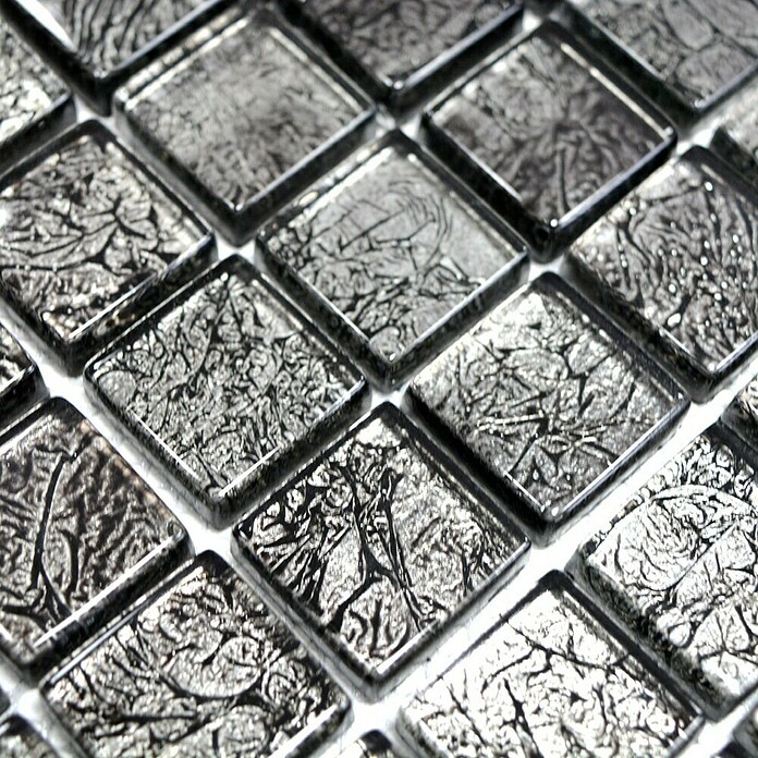 Mosaikfliese Quadrat Crystal Uni XCM 8BL17 (30 x 30 cm, Schwarz, Glänzend)