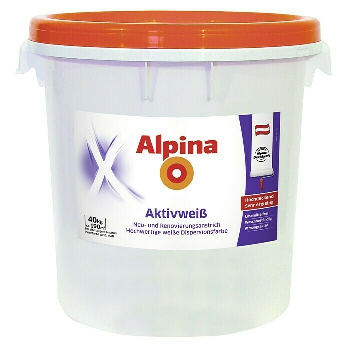 Alpina Wandfarbe Aktivweiß (Weiß, 40 kg, Matt)