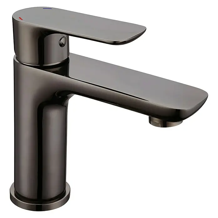 Rousseau Grifo de lavabo Milk - Grafito - Elegante grifo de baño en cromo oscuro. Diseño moderno para cualquier baño. Materiales de alta calidad para una larga vida útil.