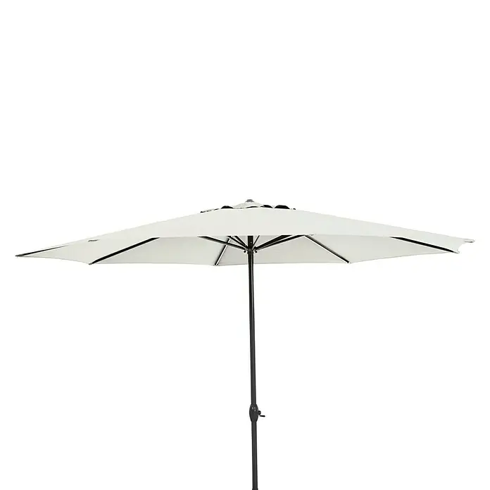 Sunfun Marktschirm Trentino II - Natur, Durchmesser Bespannung: 400 cm - Ein freistehender, weißer Sonnenschirm mit einem dunklen Mittelständer bietet Schutz vor der Sonne. Ideal für Garten oder Terrasse.