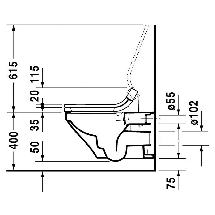 Duravit DuraStyle Spülrandloses Wand-WC (Ohne WC-Sitz, Mit Beschichtung, Tiefspüler, Weiß)