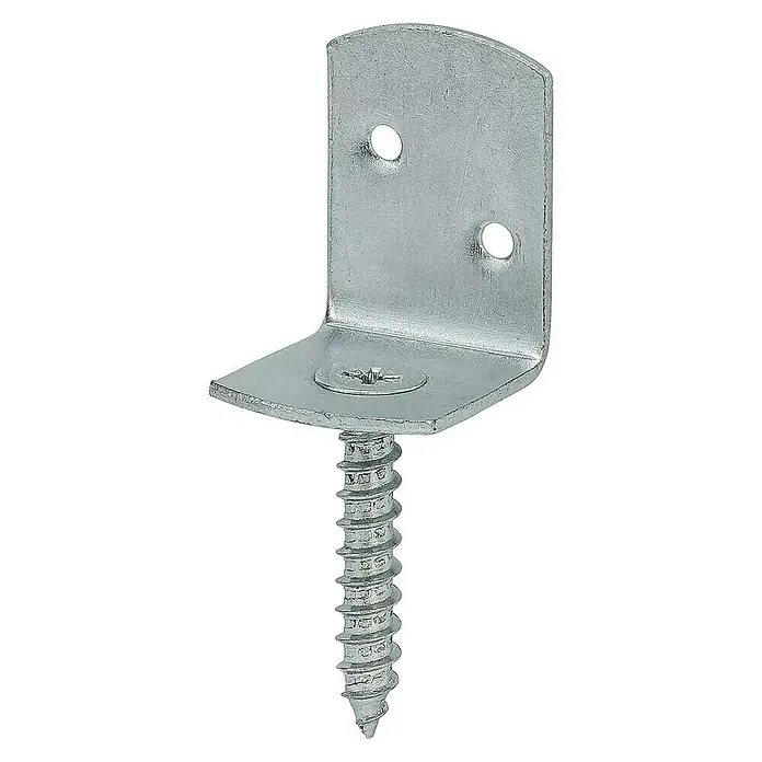 Vormann Herraje para cercas - 30 x 28 x 38 mm, Acero, 20 ud. - Ángulo galvanizado con tornillo para madera, ideal para carpintería y construcción de muebles.
