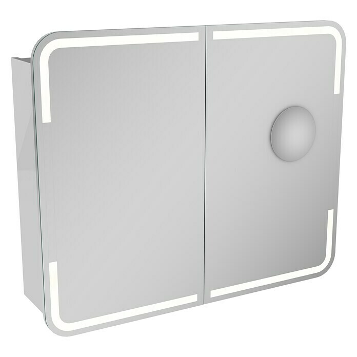 Camargue Stella LED-Spiegelschrank (B x H: 90 x 73,5 cm, Mit Beleuchtung, Mit abgerundeten Kanten, Spanplatte, Weiß)