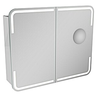 Camargue Stella LED-Spiegelschrank (B x H: 90 x 73,7 cm, Spanplatte, Weiß, Mit Beleuchtung, Mit abgerundeten Kanten)