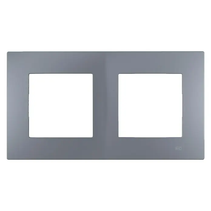 BJC Viva Marco - Gris, Modelo de mecanismos: x 2, Plástico, Colocar - Elegante cubierta de placa de interruptor doble gris para montaje en pared de interruptores y enchufes.