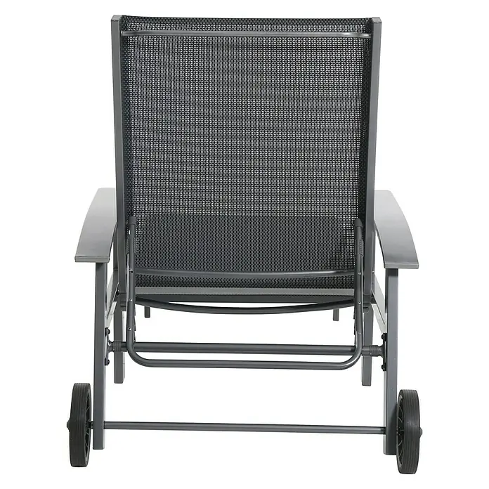 Sunfun Maja Gartenliege - B x T x H: 170,5 x 63,5 x 102 cm, Aluminium, Anthrazit, Rollbar - Eine graue Liege mit Rädern für den Außenbereich, ideal zum Entspannen im Garten oder auf der Terrasse. Das Produkt ist aus Metall und Textil.