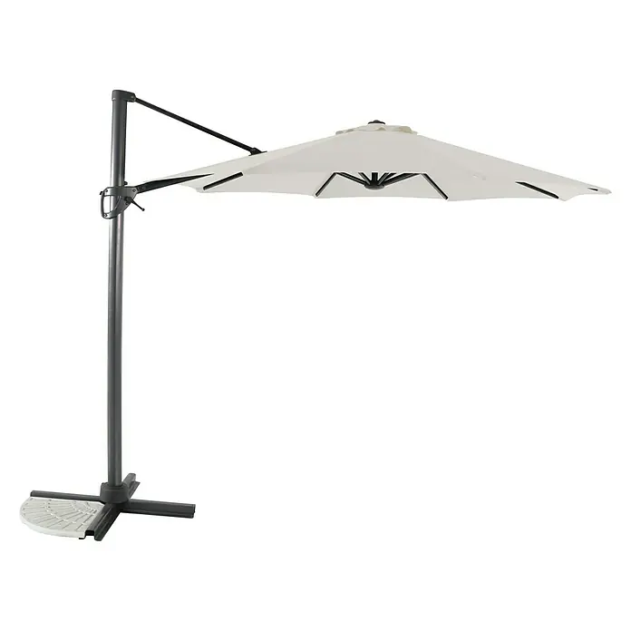 Sunfun Parasol de jardín Ligurien - Crudo, Diámetro de cobertura: 300 cm - Parasol voladizo gris con mecanismo de manivela, ideal para jardín y patio, que proporciona sombra y protección solar.