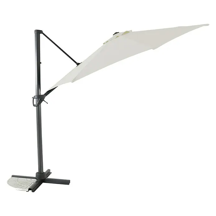 Sunfun Parasol de jardín Ligurien - Crudo, Diámetro de cobertura: 300 cm - Elegante sombrilla voladiza blanca para uso exterior. La sombrilla ofrece una sombra óptima con su robusto marco y diseño sencillo.