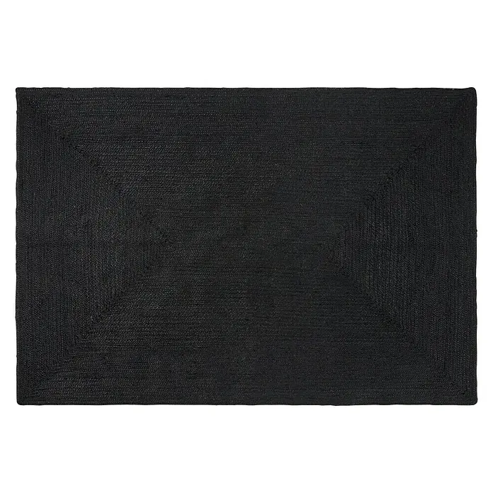 Alfombra de yute Nazar - Multicolor, 230 x 160 cm - Una alfombra rectangular negra con un borde tejido, que ofrece una adición duradera y elegante a la decoración de cualquier habitación.