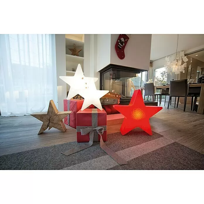 8 Seasons Design Shining LED-Stern Star Merry Christmas - Rot, Durchmesser: 60 cm, Polyethylen, 9 W, Lampenfassung: E27 - Stimmungsaufnahme