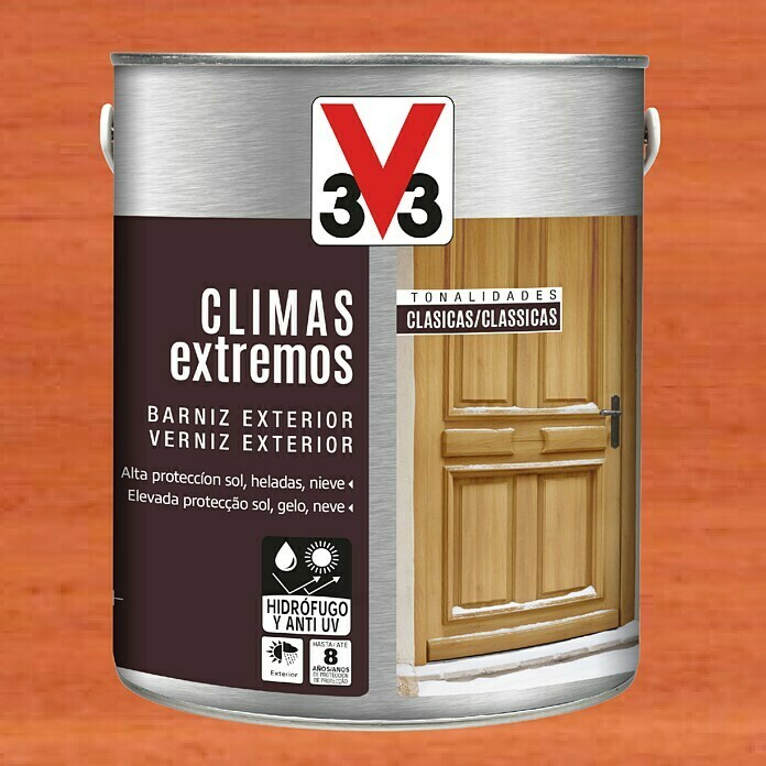 V33 Barniz para madera exterior Climas Extremos (Sapelly, Brillante, 2,5 l)