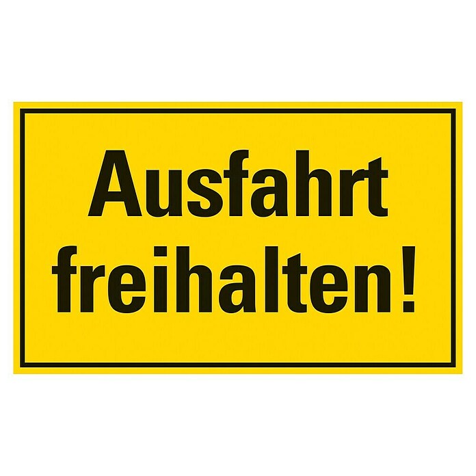 Pickup Hinweisschild (L x B: 33 x 20 cm, Motiv: Ausfahrt freihalten, Gelb/Schwarz)