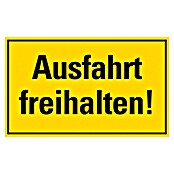 Pickup Hinweisschild (L x B: 33 x 20 cm, Motiv: Ausfahrt freihalten, Gelb/Schwarz)