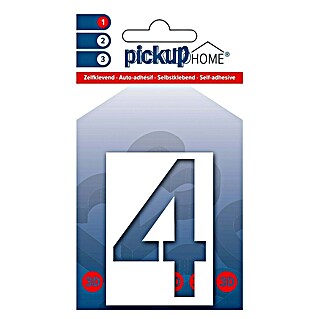Pickup 3D Home Huisnummer Milan (Hoogte: 6 cm, Motief: 4, Wit, Kunststof, Zelfklevend)