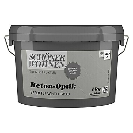 SCHÖNER WOHNEN-Farbe Trendstruktur Effektspachtel Beton-Optik (Betonoptik, 1 kg, Grau)