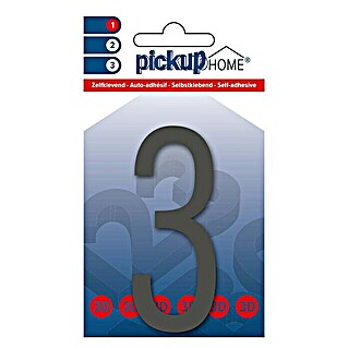 Pickup 3D Home Kućni broj Oslo (Visina: 9 cm, Motiv: 3, Sive boje, Plastika, Samoljepljivo)