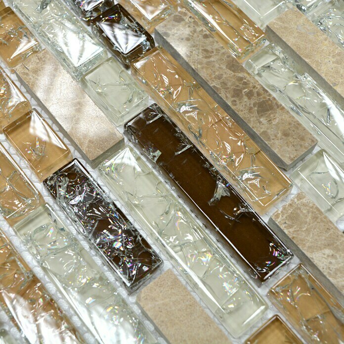 Mozaïektegel Verband Crystal Mix XIC V1353 (29,8 x 30,5 cm, Beige, Glanzend)