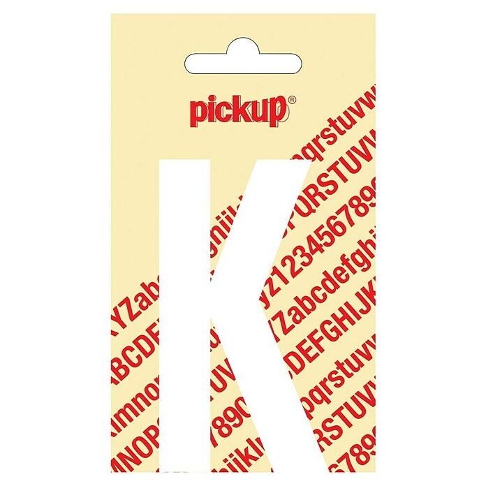 Pickup Sticker (Motief: K, Wit, Hoogte: 90 mm)