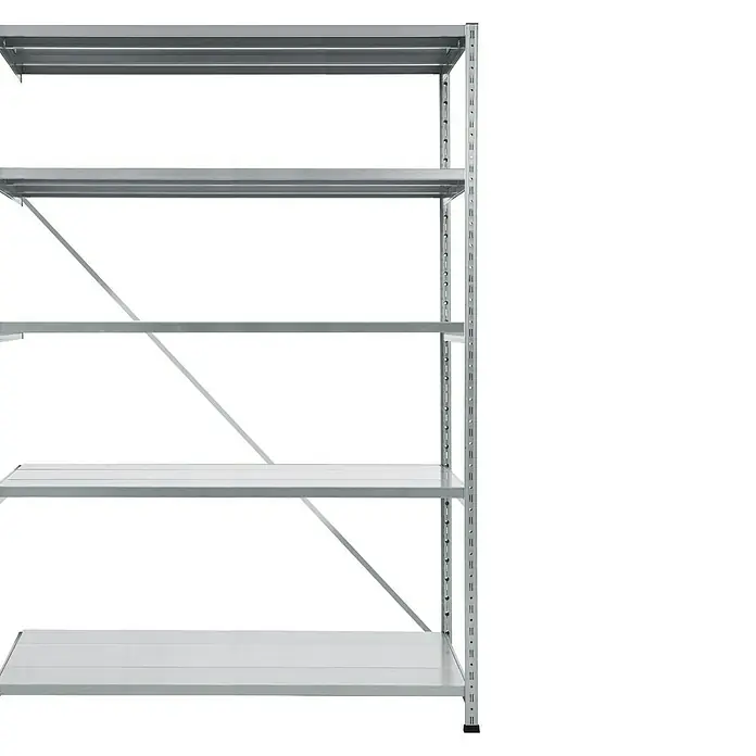 Scholz Metallregal Anbauelement - Höhe: 192 cm, B x T: 121 x 100 cm, Traglast pro Boden: 300 kg, Anzahl Böden: 5 Stk., Stecken, Silber - Ein robustes Metallregal mit fünf Ebenen für Lager und Organisation, ideal für Werkstatt oder Keller.