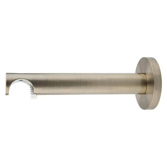 Expo Ambiente Träger Function - Brüniert, Geeignet für: Gardinenstangen Ø 20 mm, 13,1 cm - Nahaufnahme einer Gardinenstangenhalterung aus gebürstetem Nickel, die ein modernes Design und eine robuste Konstruktion aufweist.