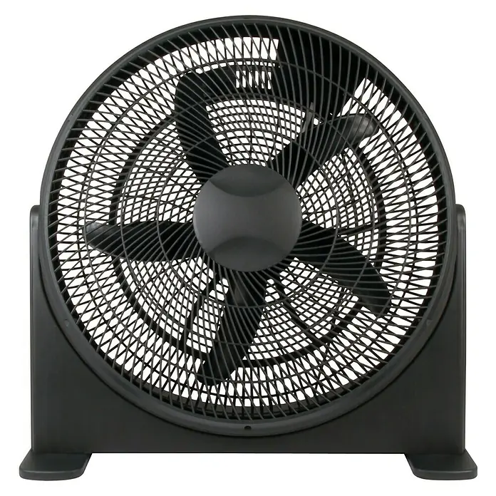 Houston Ventilador de suelo Box Fan 50 - 55 W, Negro, 50 cm - Un ventilador de caja negro con una rejilla redonda, que proporciona una brisa refrescante.
